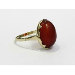 GH-444 Antieke 14K Gouden Ring met Cabochon Gesl. Carneool