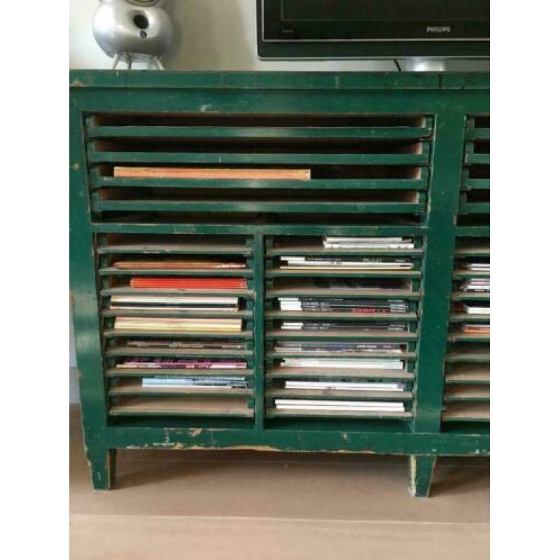 Industriele drukkerij kast, vintage archiefkast, galeikast