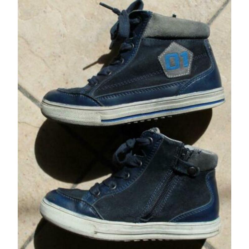 Stoere leren sneaker blauw grijs 29