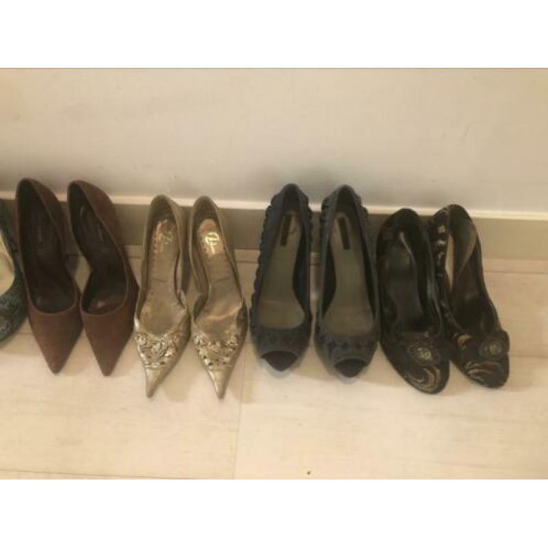 Vintage pumps lichtblauw leer hoge hak maat 40/41