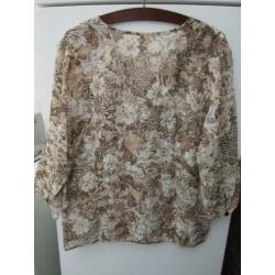 Blouse, Beige/bruin, maat 44, Merk: M&S mode.100% viscose.