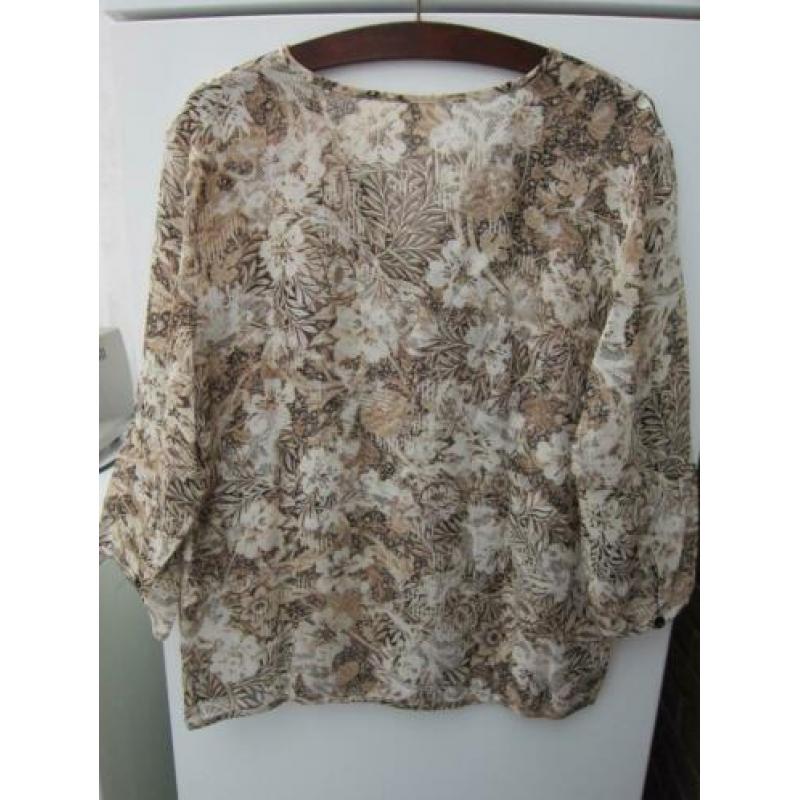 Blouse, Beige/bruin, maat 44, Merk: M&S mode.100% viscose.