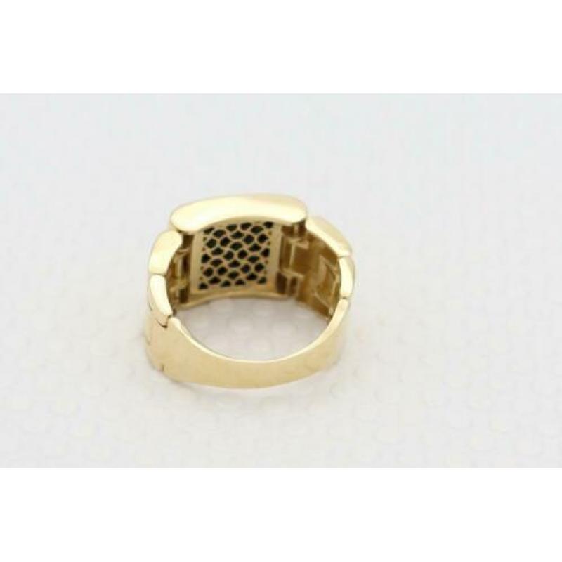 14 Karaat.Gouden vintage rolex herenring met onyx. 10.8 gram
