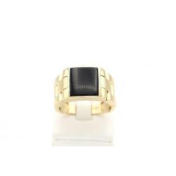 14 Karaat.Gouden vintage rolex herenring met onyx. 10.8 gram