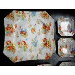 Royal Duchess. Mille Fleurs 1 bonbon schaal + 5 bordjes