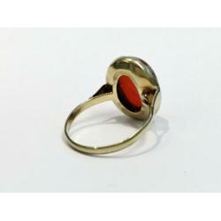GH-444 Antieke 14K Gouden Ring met Cabochon Gesl. Carneool