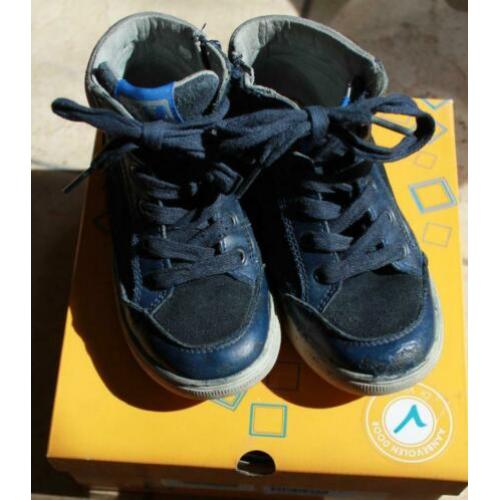 Stoere leren sneaker blauw grijs 29