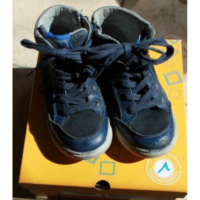 Stoere leren sneaker blauw grijs 29