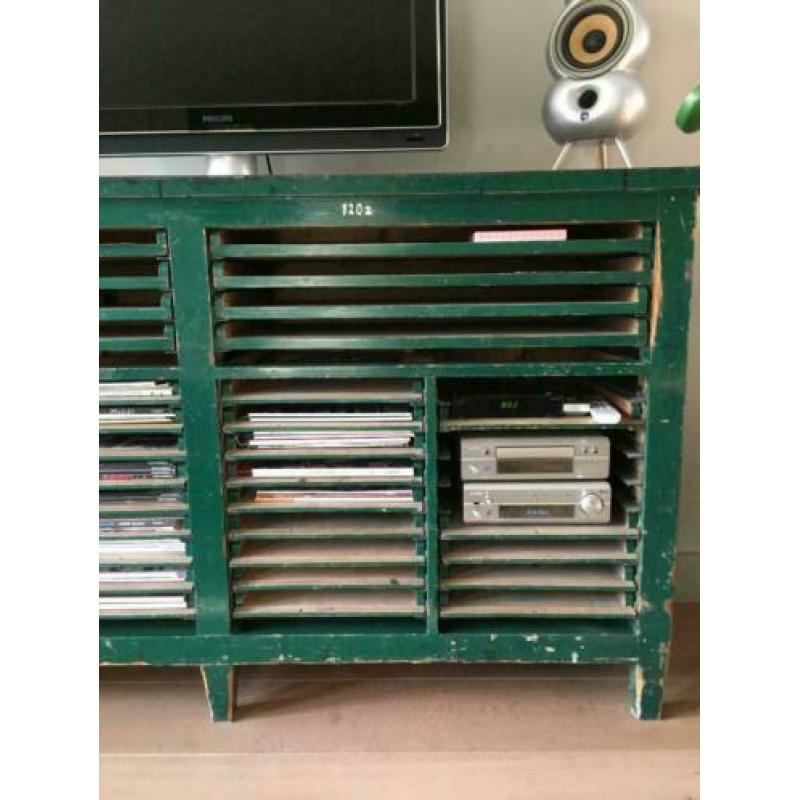 Industriele drukkerij kast, vintage archiefkast, galeikast