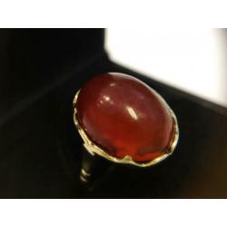 GH-444 Antieke 14K Gouden Ring met Cabochon Gesl. Carneool