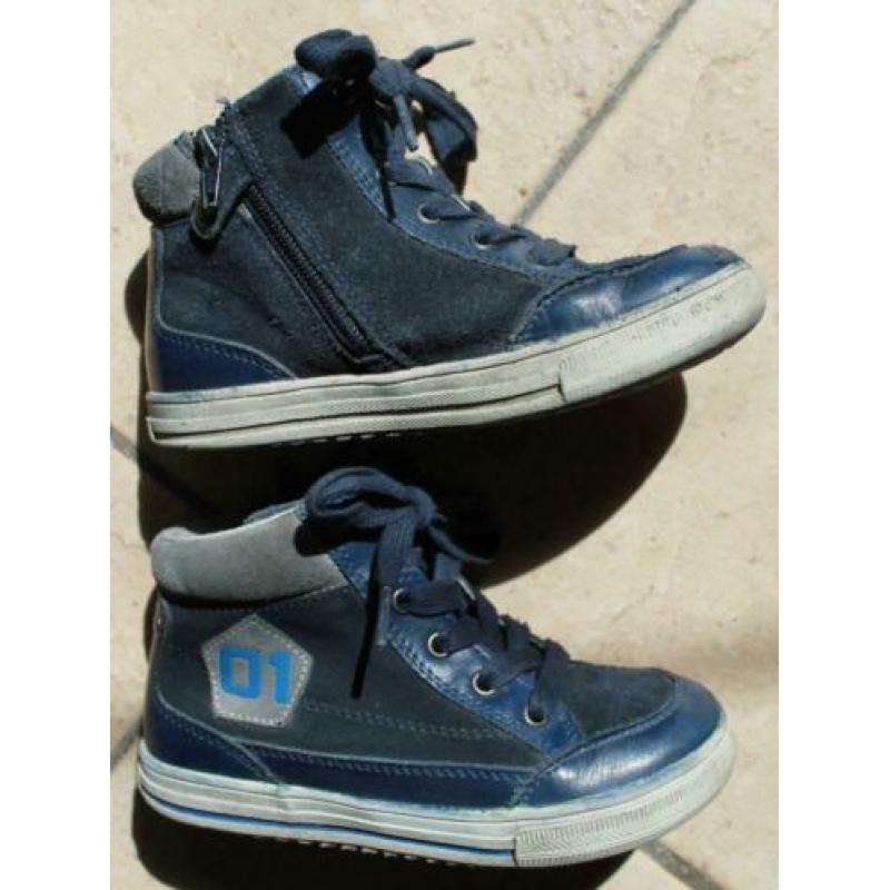 Stoere leren sneaker blauw grijs 29
