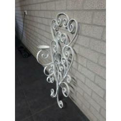 Gietijzeren kandelaar wit - brocante