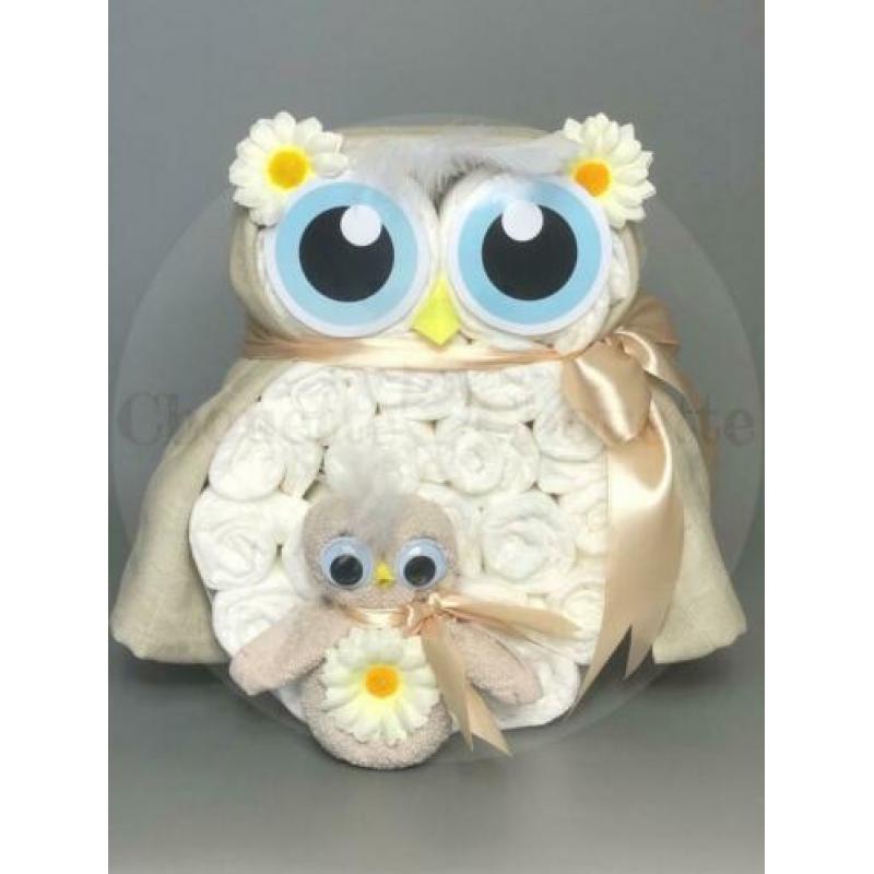 Gratis verzending Luiertaart Uil Luieruil M Blauw sterren