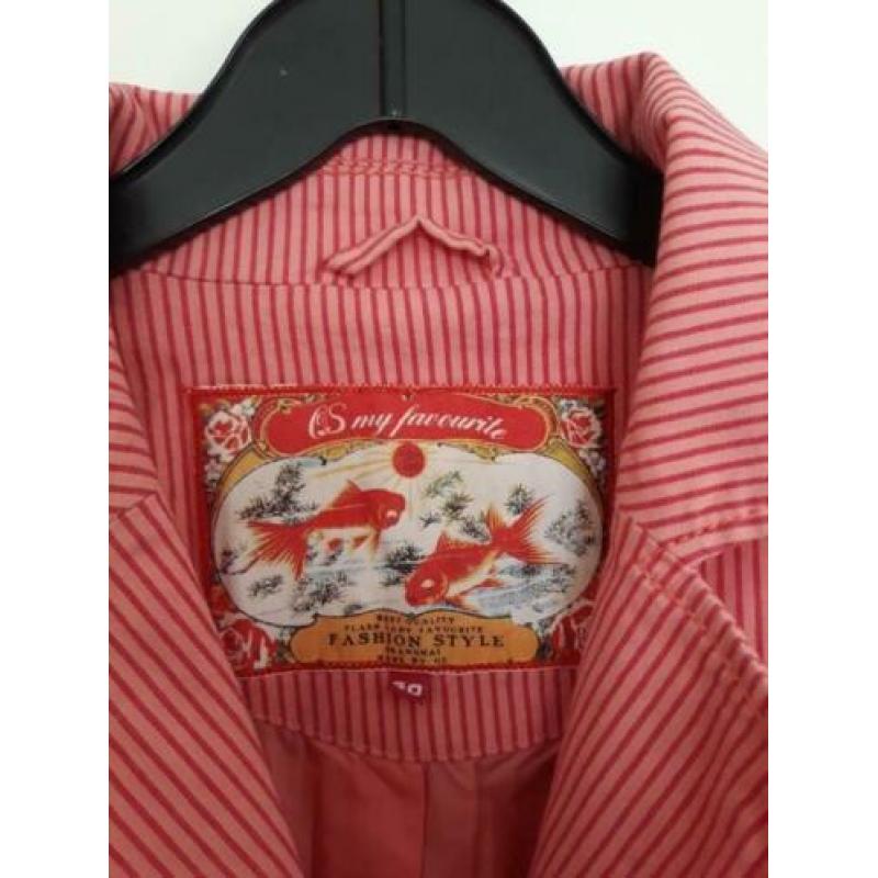 blazer jasje roze rood streepdessin, maat 38