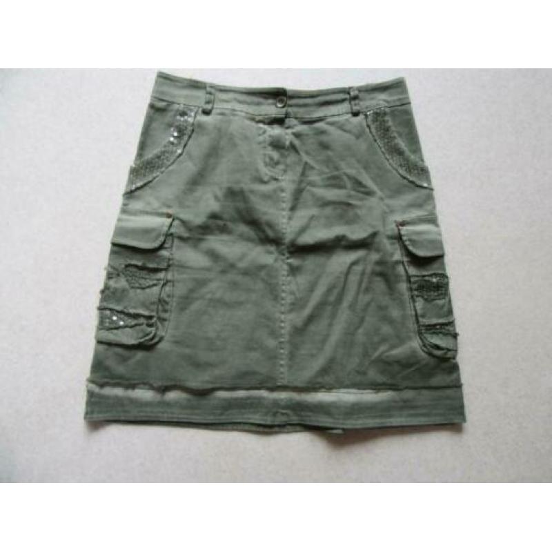 M10 aparte jeans rok RESTART leger groen M 38/40
