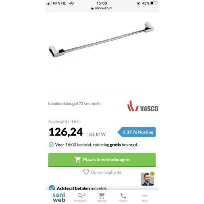 Vasco carre handdoek beugel nieuw