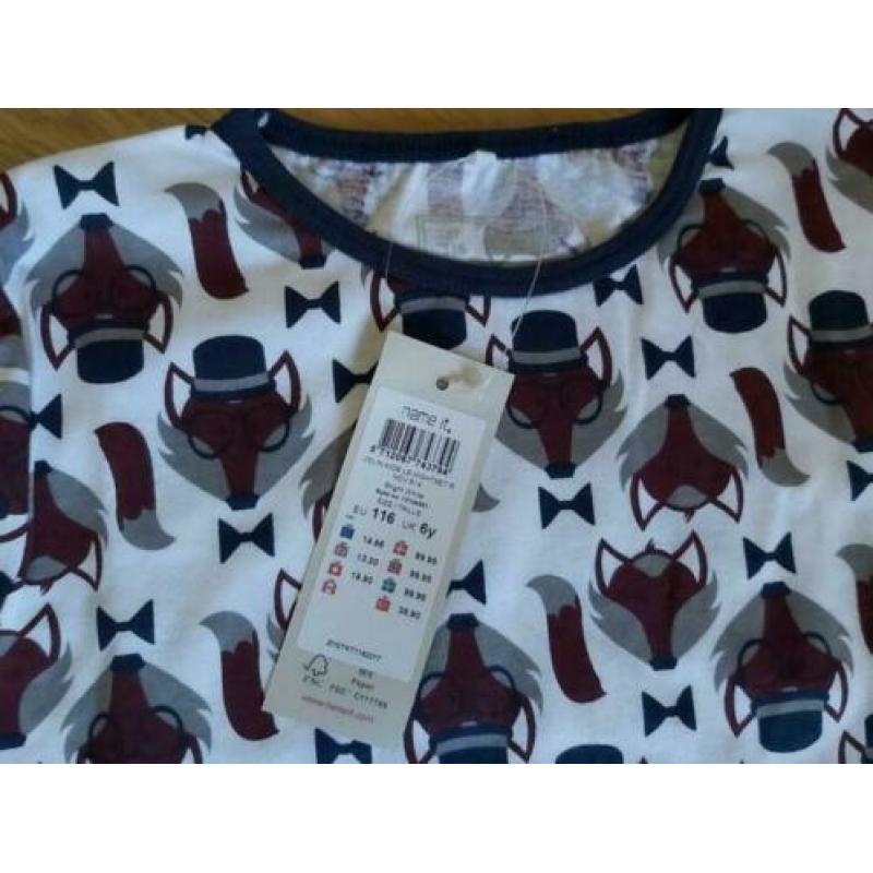 NIEUW Name it pyama maat 116 met vosjes en blauwe broek