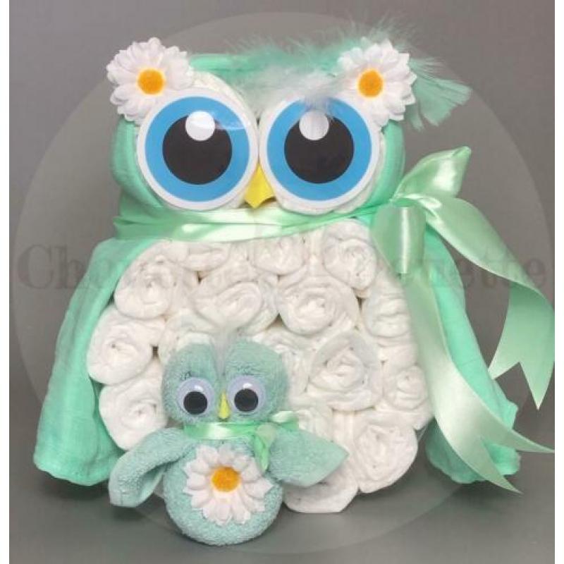 Gratis verzending Luiertaart Uil Luieruil M Blauw sterren