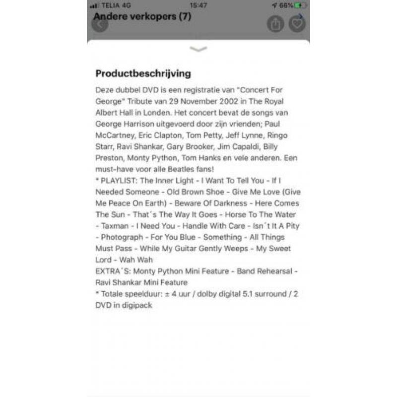 George Harrison - Concert for George 2 DVD set