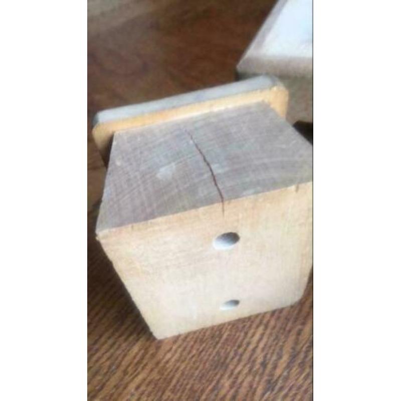 Vintage Jukka Finland houten kiepauto met bollen 1960