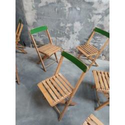 9 x vintage oude houten klapstoelen