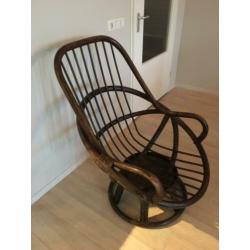 Vintage retro bamboe rotan stoel