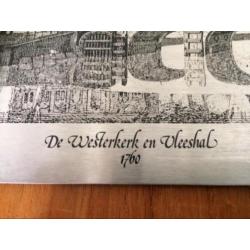 De Westerkerk en Vleeshal 1760 Amsterdam antieke druk