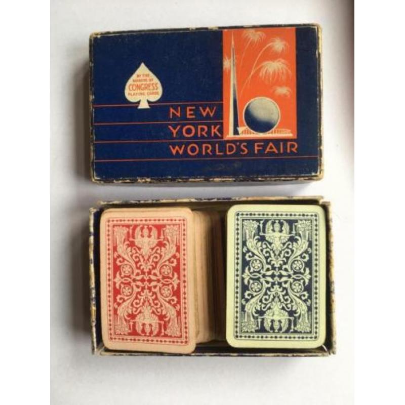 Zilveren lepel en kaartspel New York World's Fair 1939
