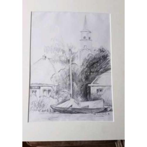 originele tekening Ida Zwartkruis 1988 Driehuizen, Oostdijk