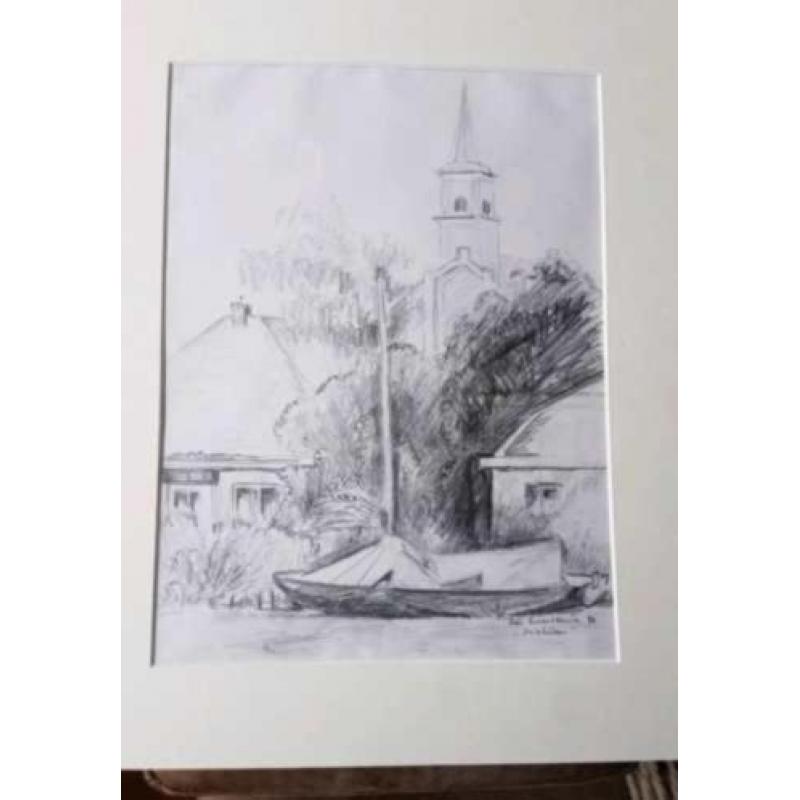 originele tekening Ida Zwartkruis 1988 Driehuizen, Oostdijk