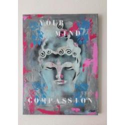 Boeddha schilderij abstract 60x80x4cm popart 60x80x4cm acryl