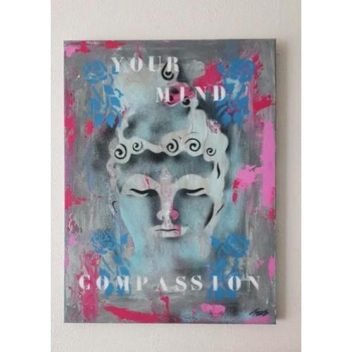 Boeddha schilderij abstract 60x80x4cm popart 60x80x4cm acryl
