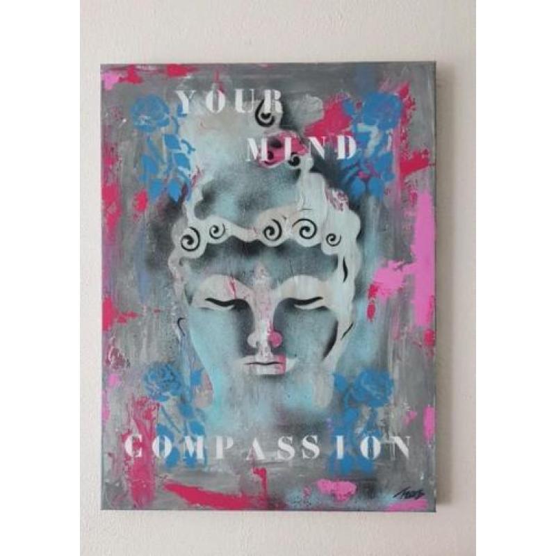 Boeddha schilderij abstract 60x80x4cm popart 60x80x4cm acryl