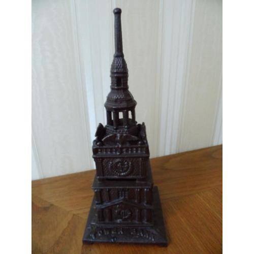 Spaarpot gietijzer tower bank cast iron amerika anno 1910