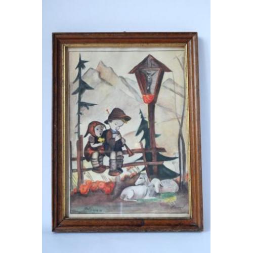 prent en aquarel Hummel