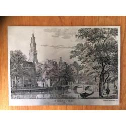 De Westerkerk en Vleeshal 1760 Amsterdam antieke druk