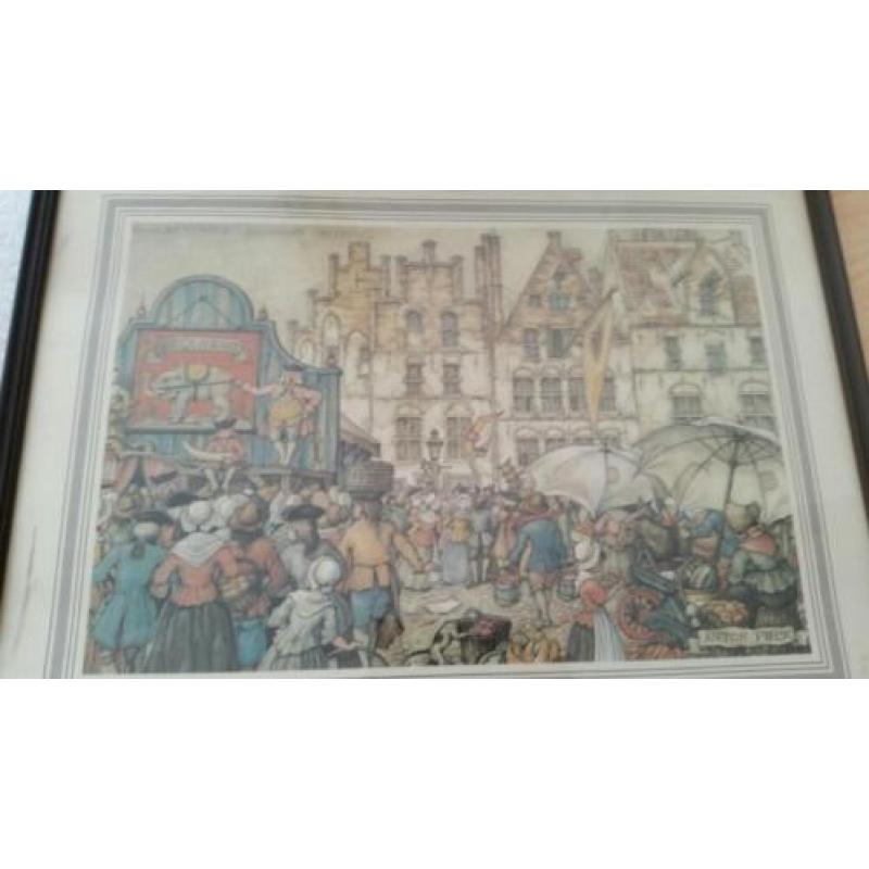2 anton pieck schilderijtjes