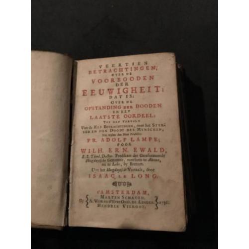 Boek 18e eeuw 1736 Ewald Lampe uitm. staat Perkament 1e druk