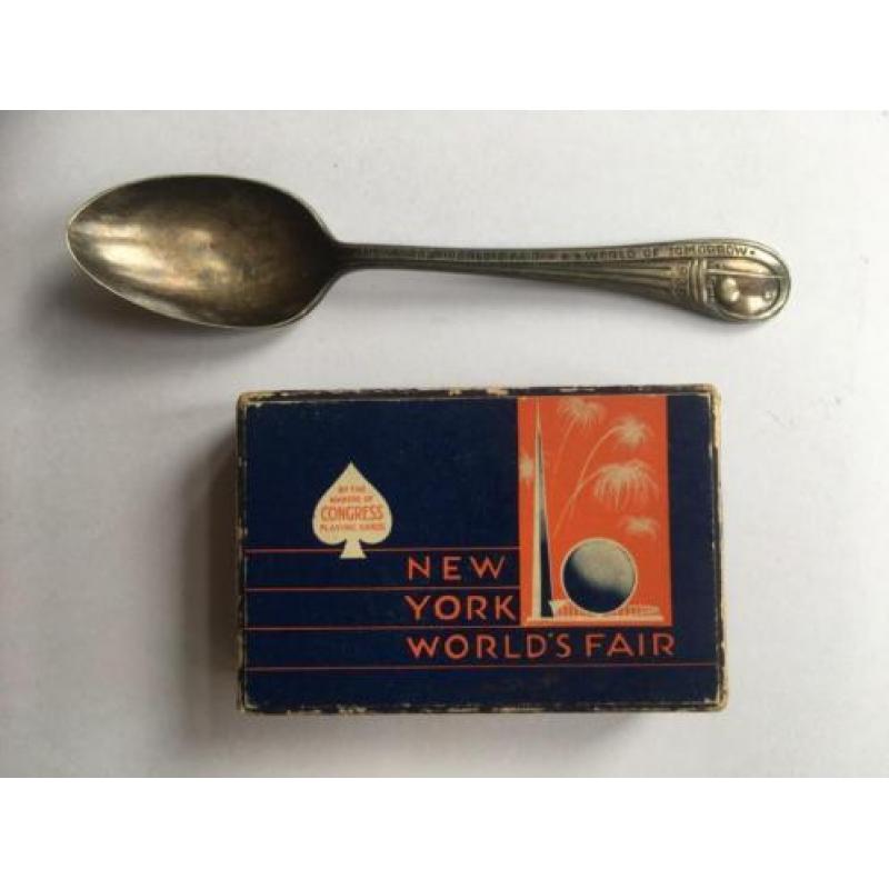 Zilveren lepel en kaartspel New York World's Fair 1939
