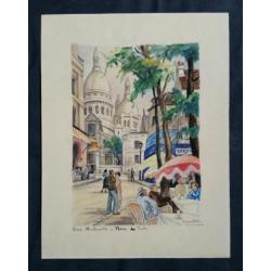 Tekening van Pierre Victor- Vieux Montmartre Place du tertre