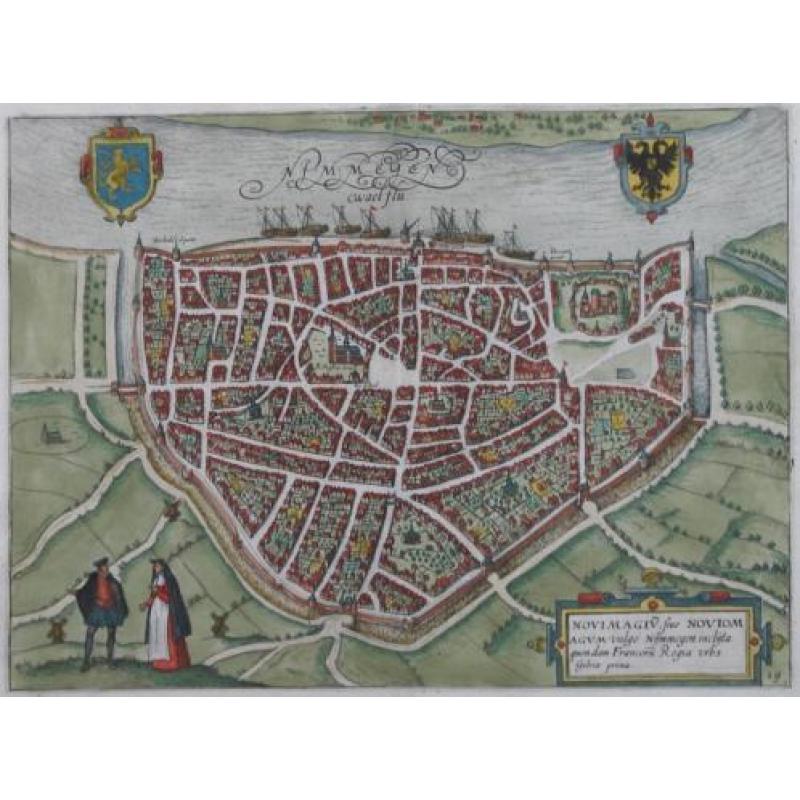 Antieke plattegrond afstudeergeschenk Universiteit steden