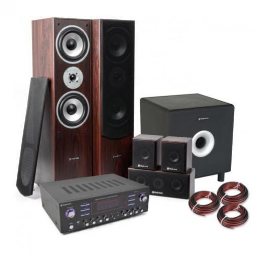 SkyTronic Complete 5.1 Walnoot Home Cinema Set met 8" Subwoo