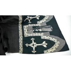 gordijn zwart met decoratierand 4m x 1.85m