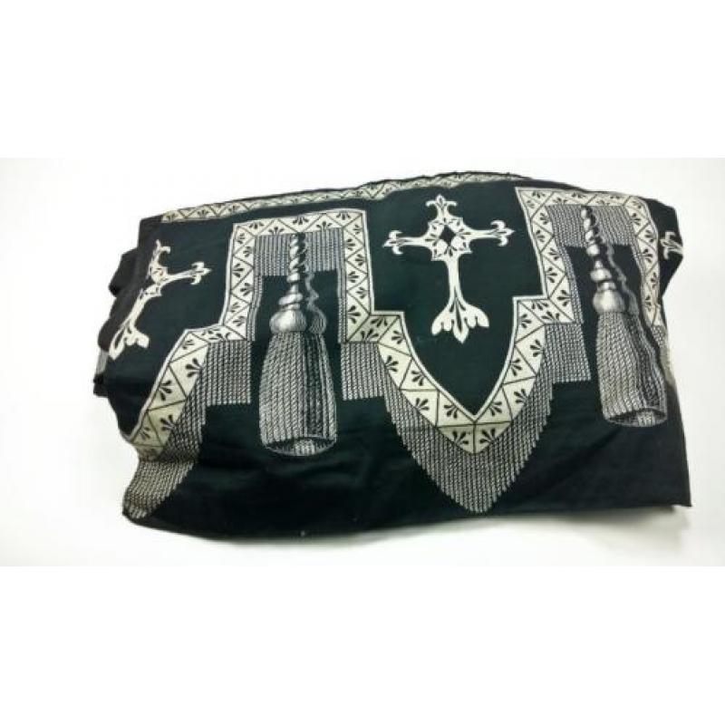 gordijn zwart met decoratierand 4m x 1.85m