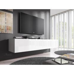 Zwevend TV-Meubel Flame 160- Hoogglans wit - TV kast hangend