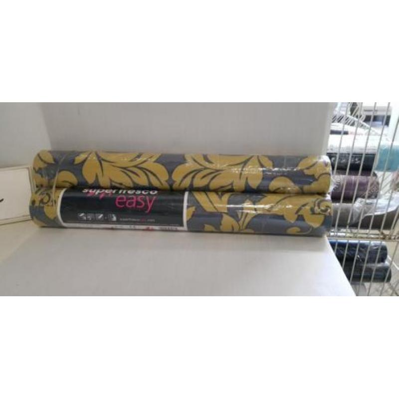 Behang barok style grijs mosterd geel nieuw