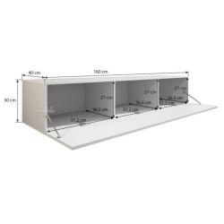 Zwevend TV-Meubel Flame 160- Hoogglans wit - TV kast hangend