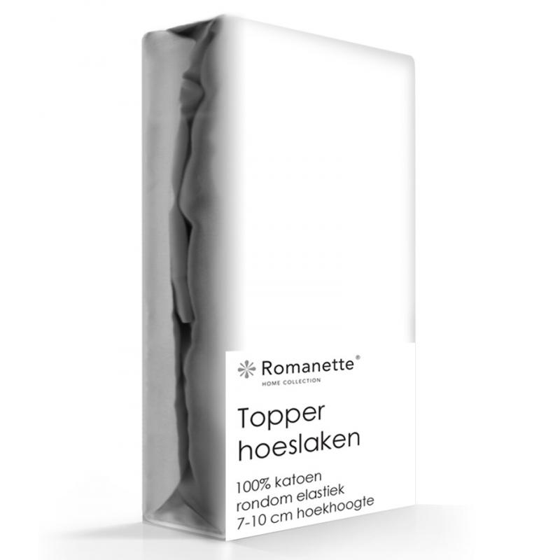 Topper Hoeslaken Katoen Romanette Wit-90 x 200 cm